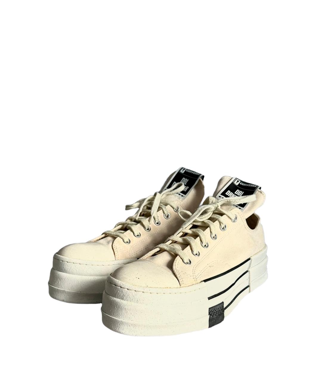 RICK OWENS DRKSHDW Бежевые текстильные низкие кроссовки / кеды, фото 2