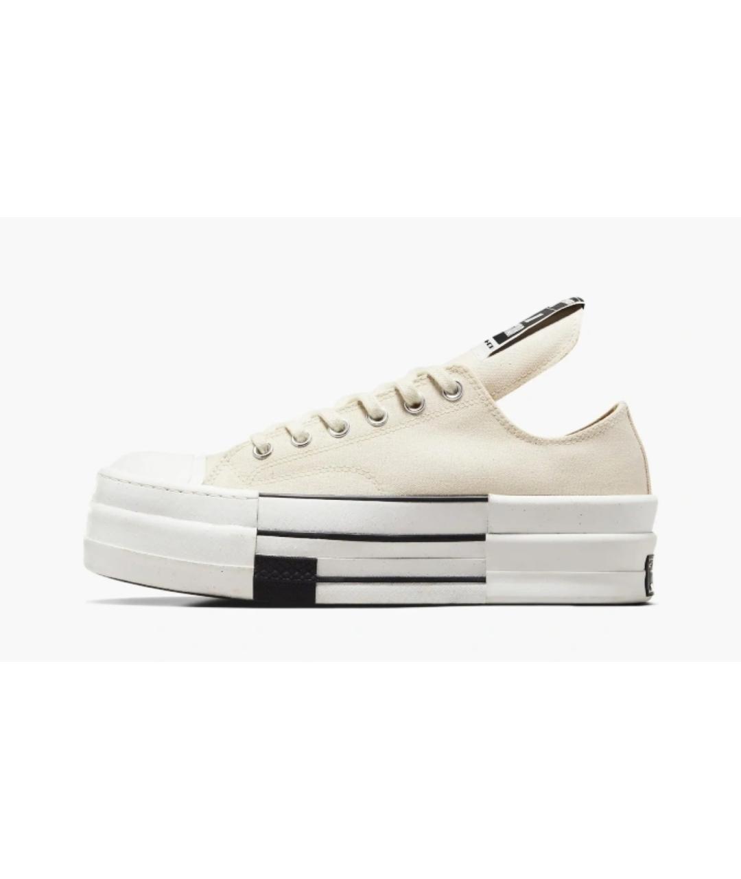 RICK OWENS DRKSHDW Бежевые текстильные низкие кроссовки / кеды, фото 9