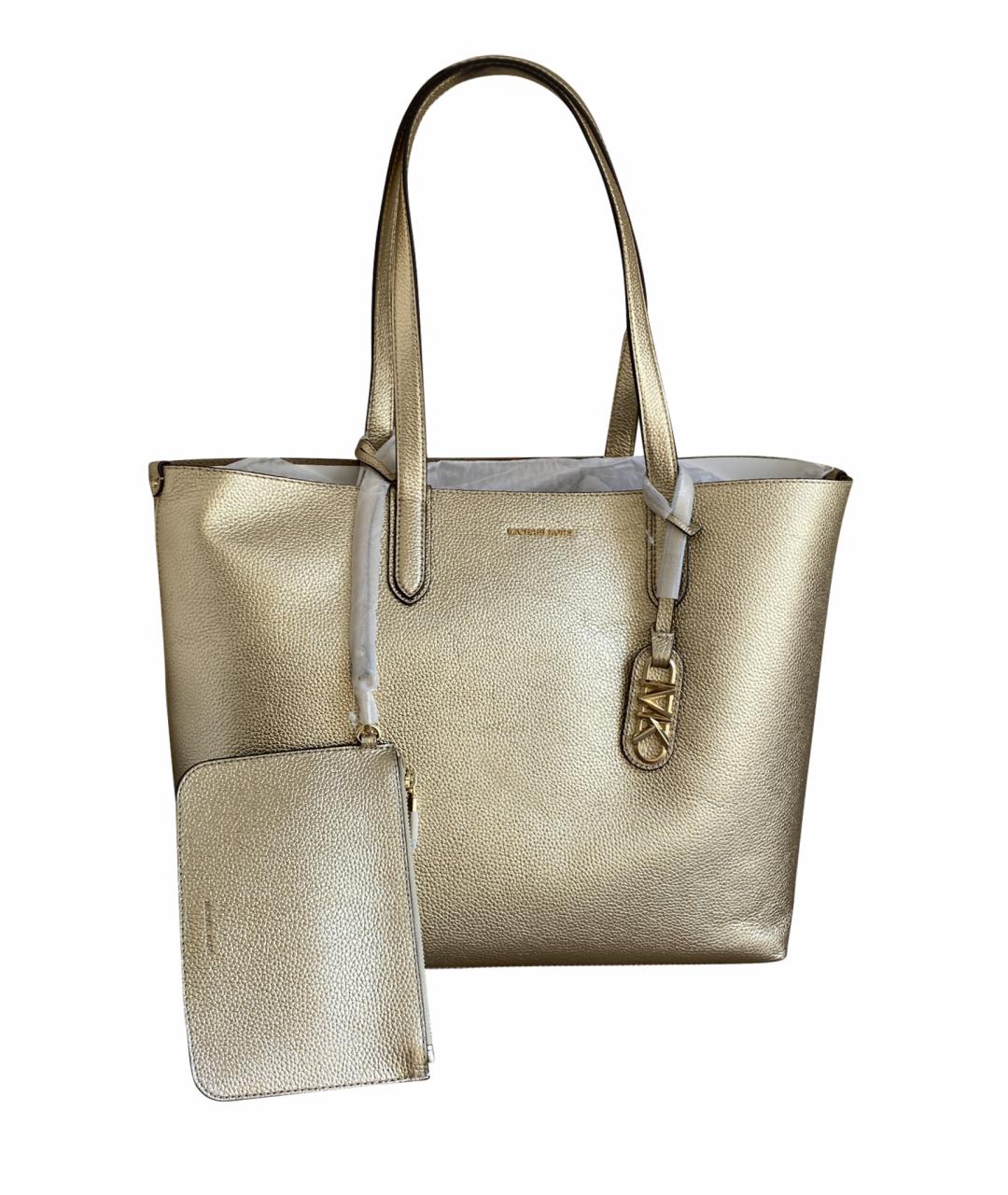 MICHAEL KORS Золотая кожаная сумка тоут, фото 1