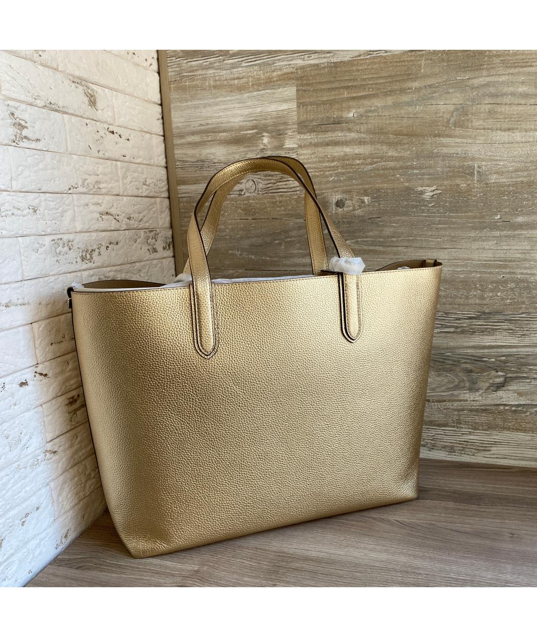 MICHAEL KORS Золотая кожаная сумка тоут, фото 3