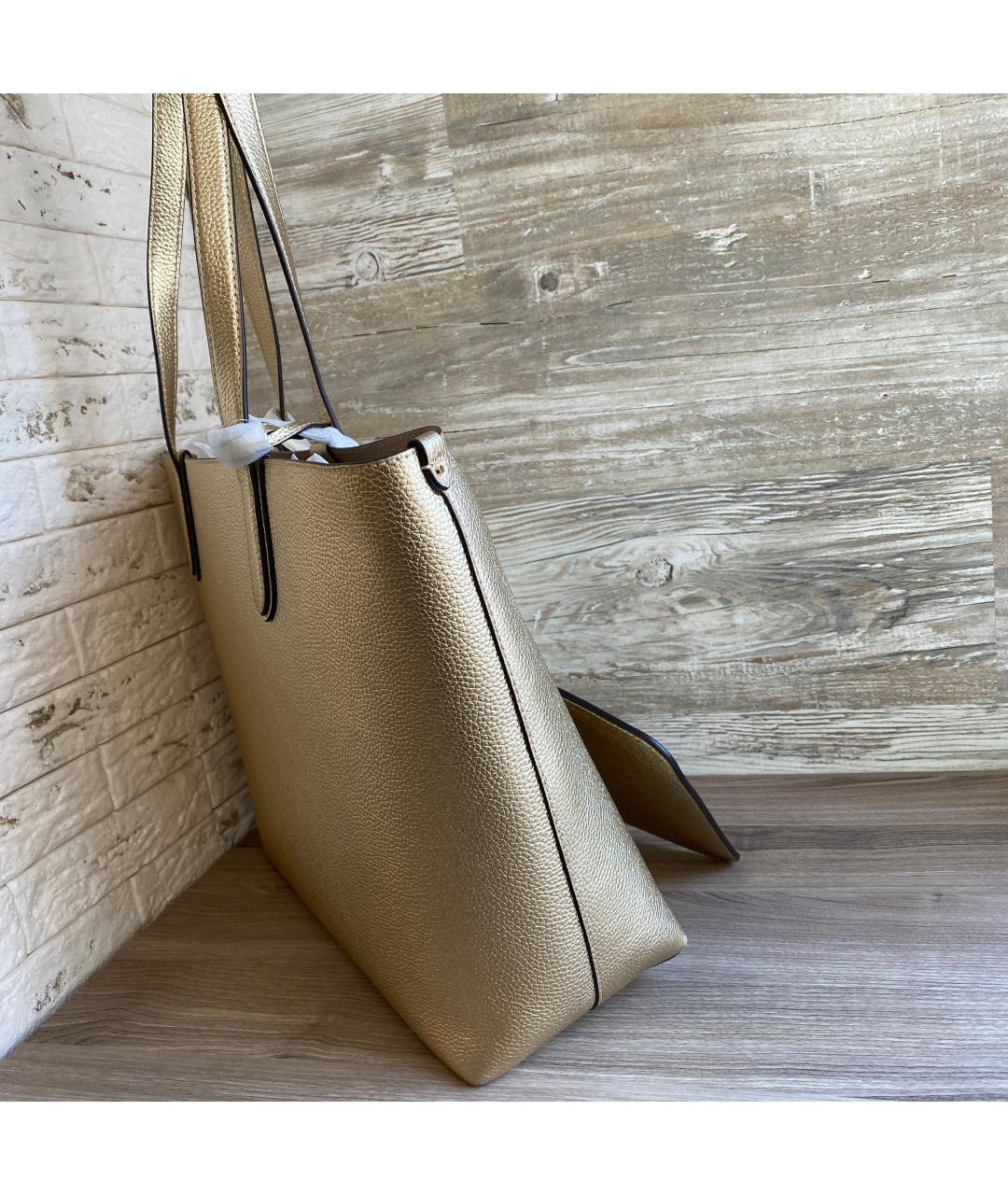MICHAEL KORS Золотая кожаная сумка тоут, фото 7