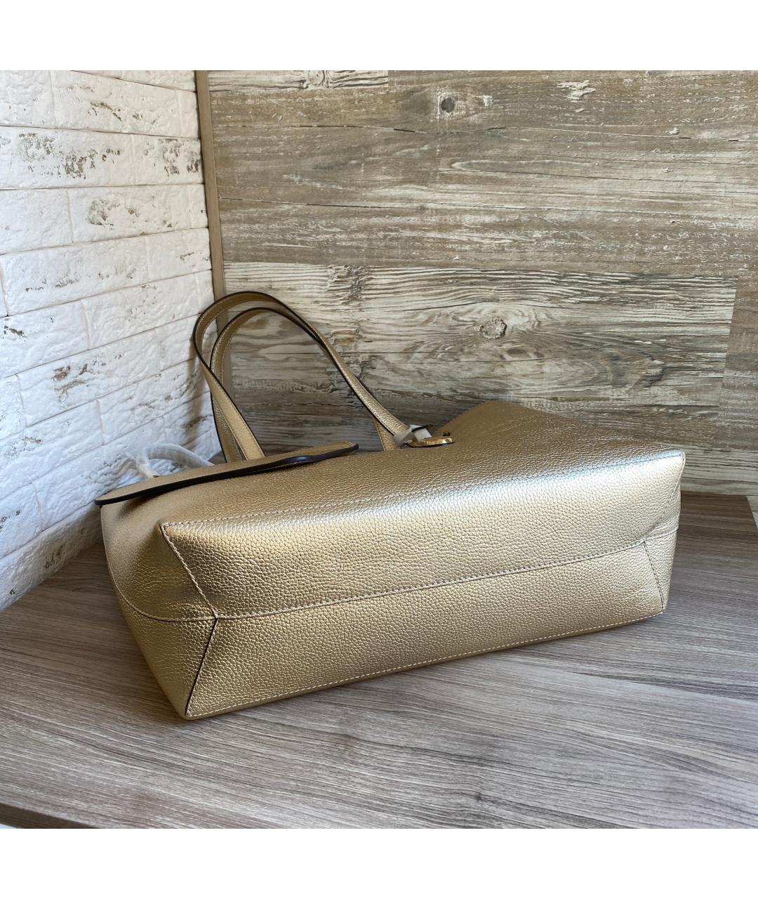 MICHAEL KORS Золотая кожаная сумка тоут, фото 8