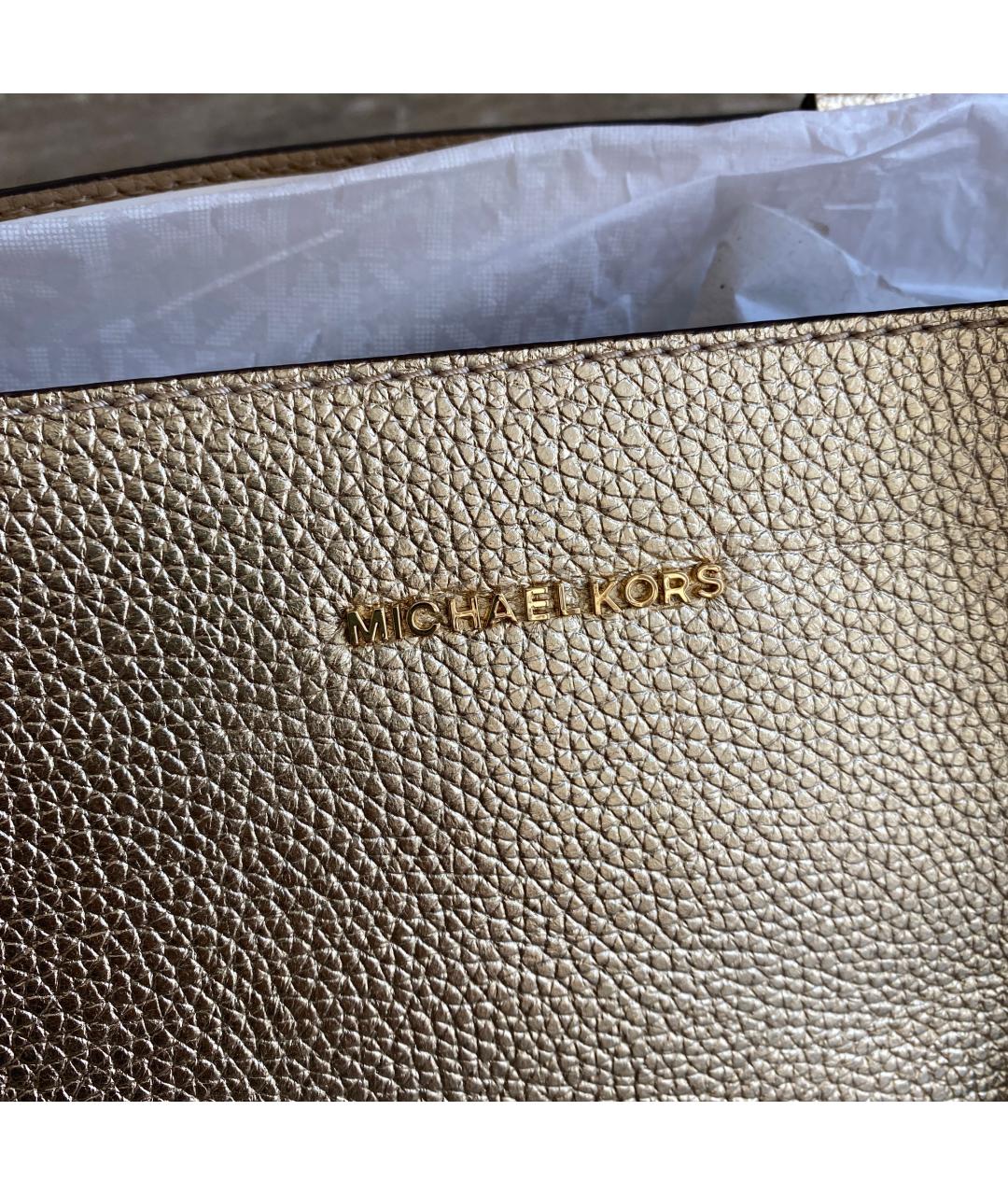 MICHAEL KORS Золотая кожаная сумка тоут, фото 6