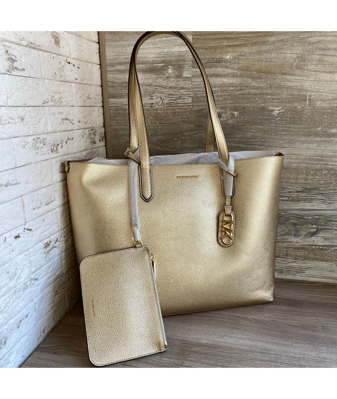 MICHAEL KORS Золотая кожаная сумка тоут, фото 2