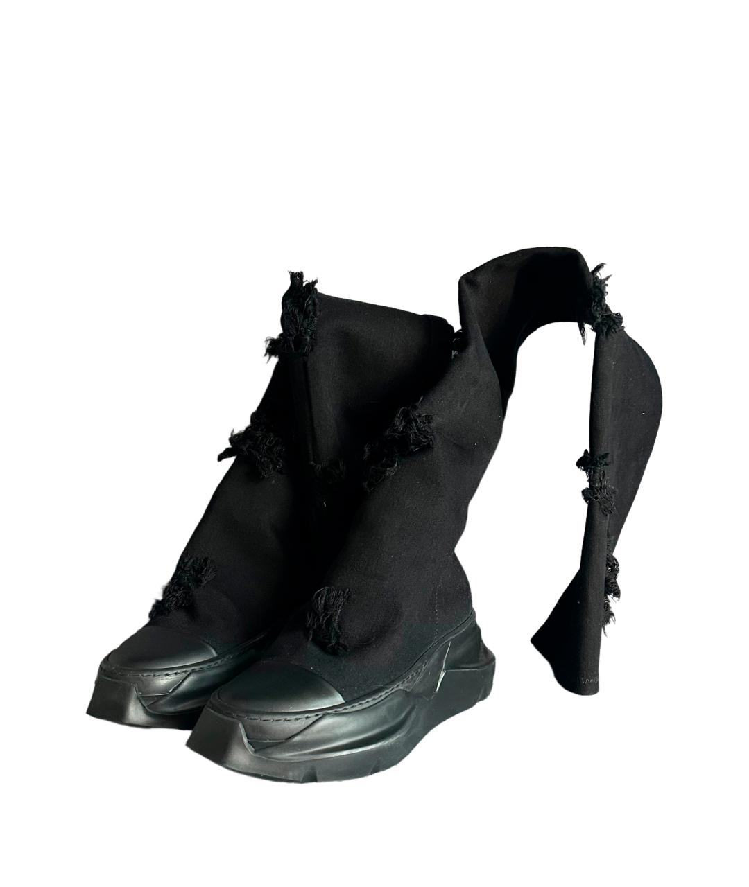 RICK OWENS DRKSHDW Черные текстильные ботфорты, фото 2