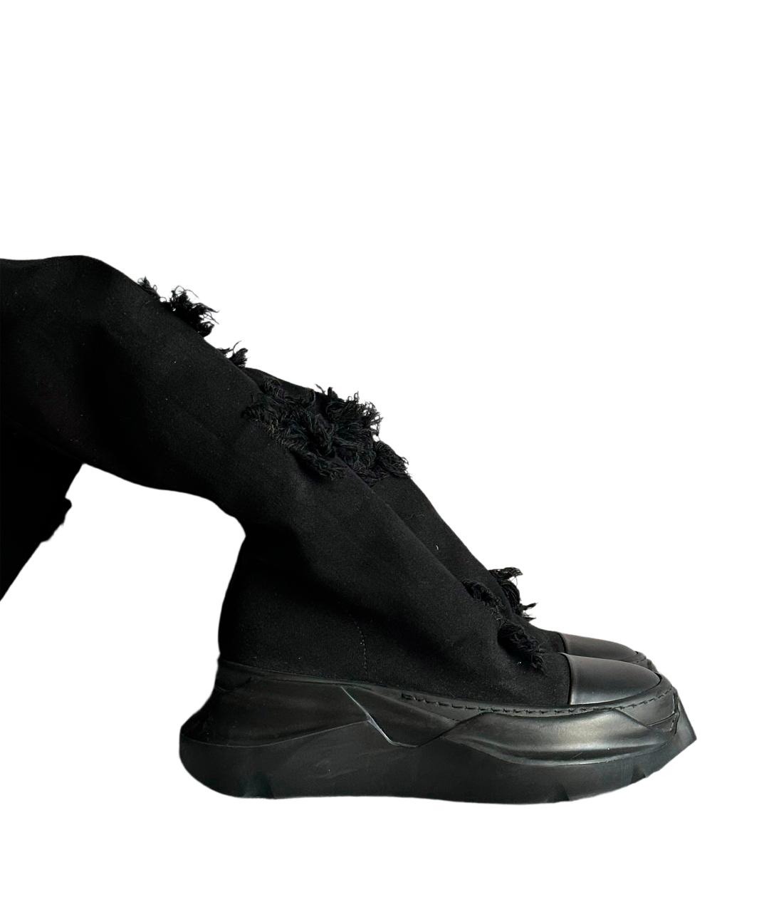 RICK OWENS DRKSHDW Черные текстильные ботфорты, фото 3