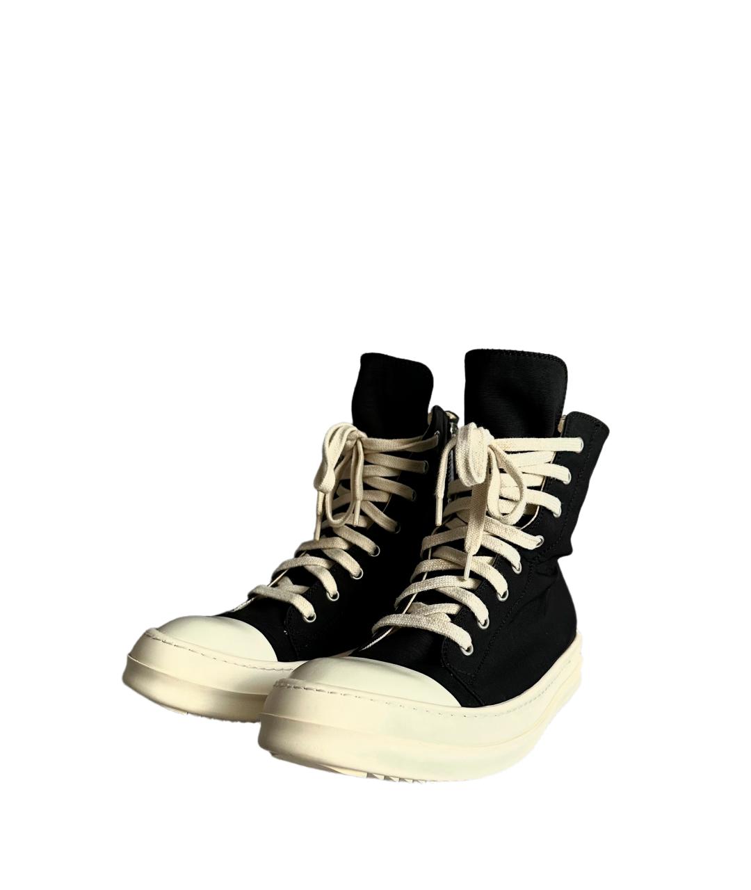 RICK OWENS DRKSHDW Черные текстильные высокие кроссовки / кеды, фото 2