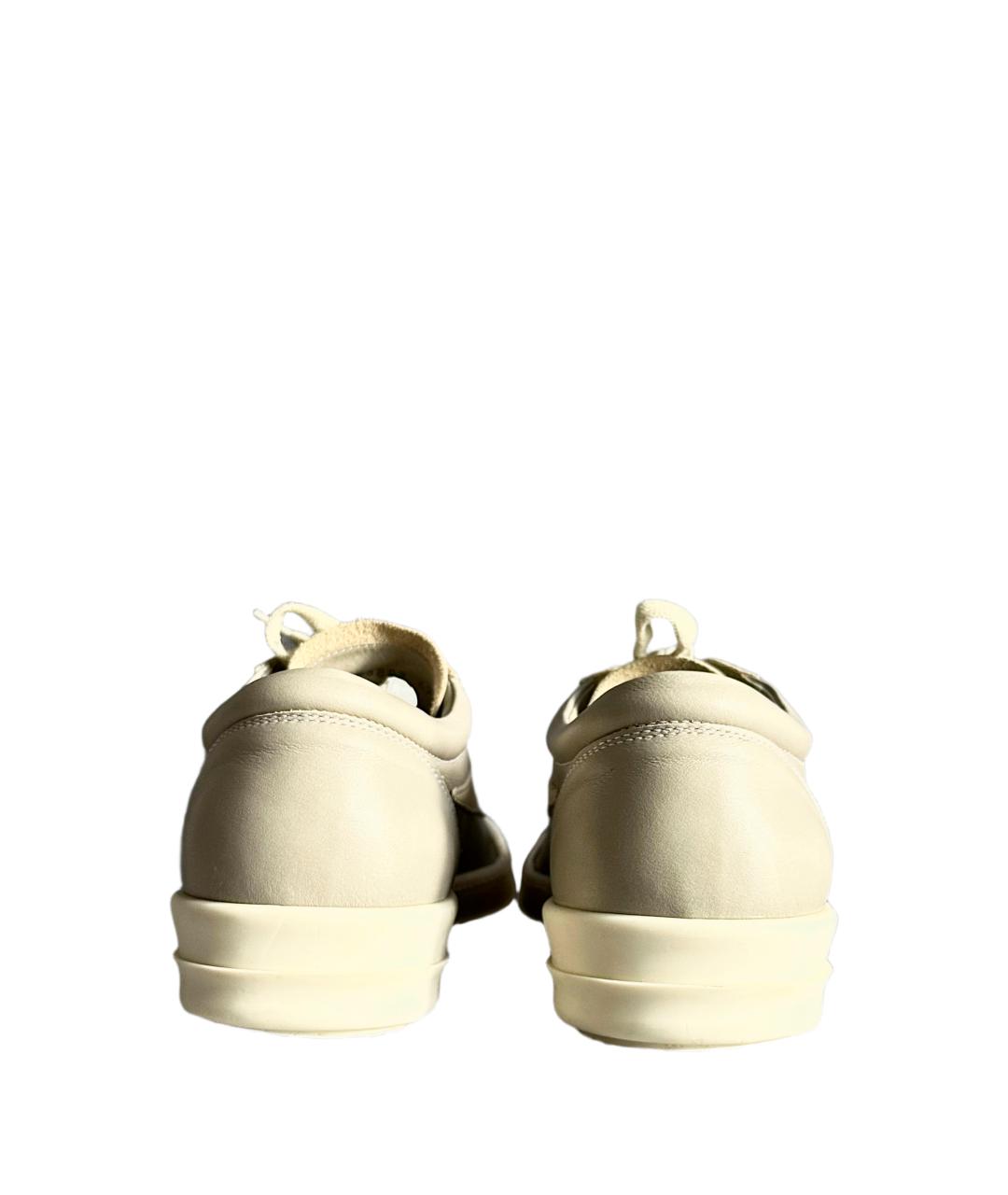 RICK OWENS Серые кожаные низкие кроссовки / кеды, фото 5