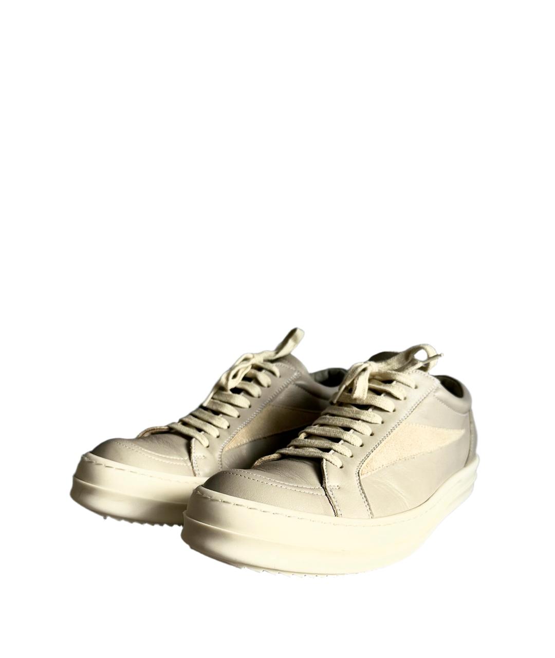 RICK OWENS Серые кожаные низкие кроссовки / кеды, фото 2