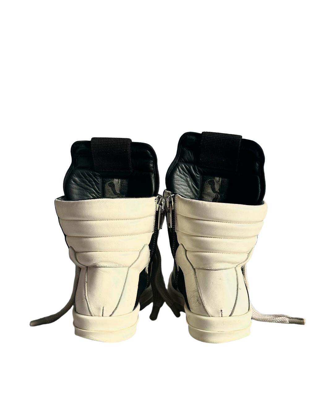 RICK OWENS Черные кожаные высокие кроссовки / кеды, фото 5