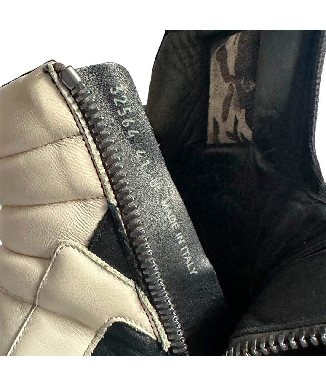 RICK OWENS Черные кожаные высокие кроссовки / кеды, фото 6