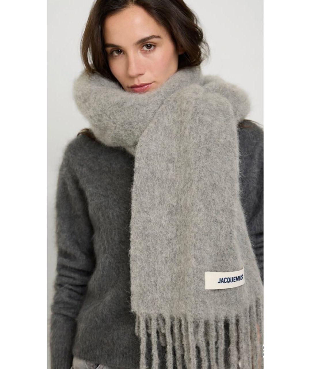 JACQUEMUS Серый шарф, фото 2