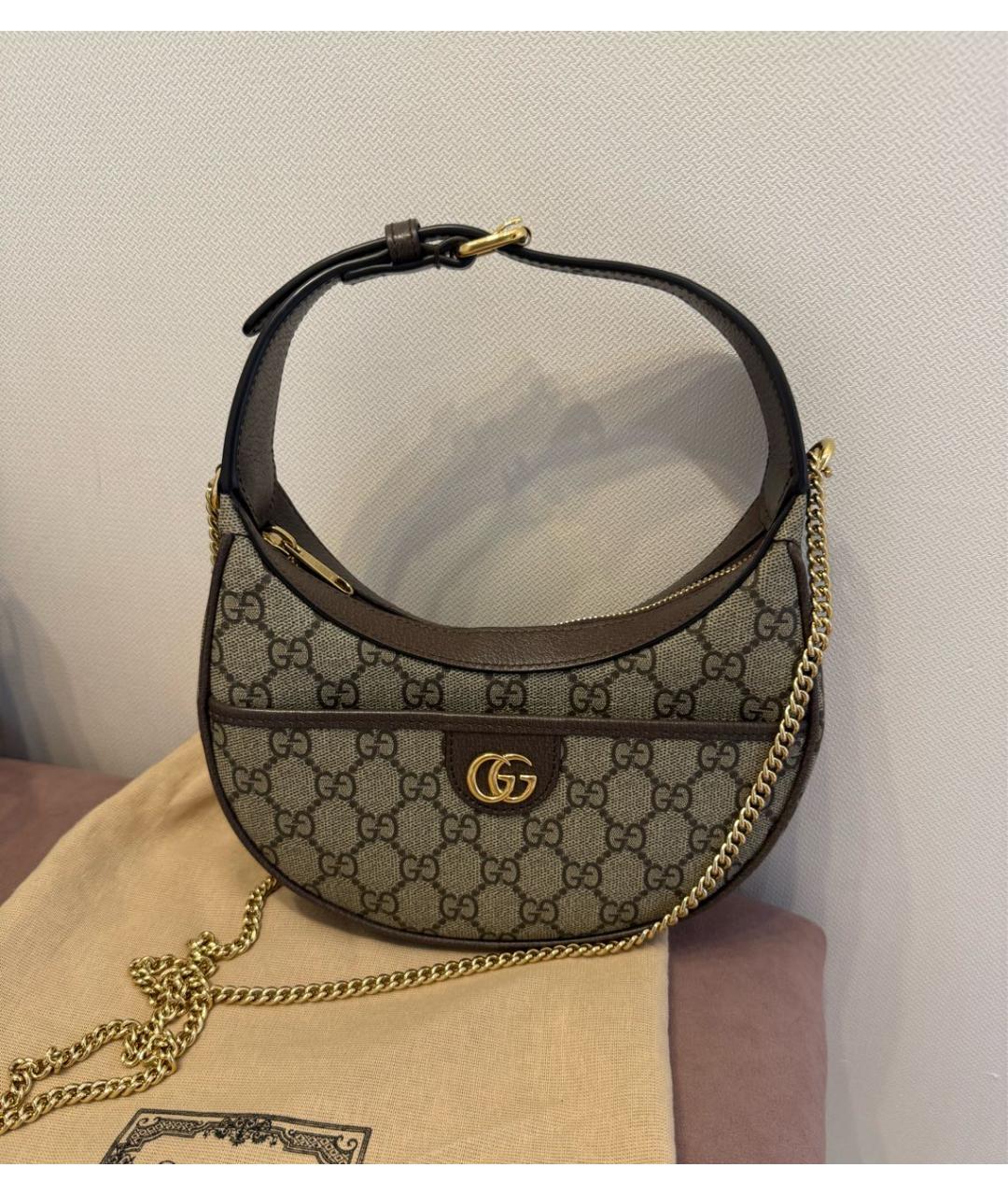 GUCCI Коричневая кожаная сумка с короткими ручками, фото 9