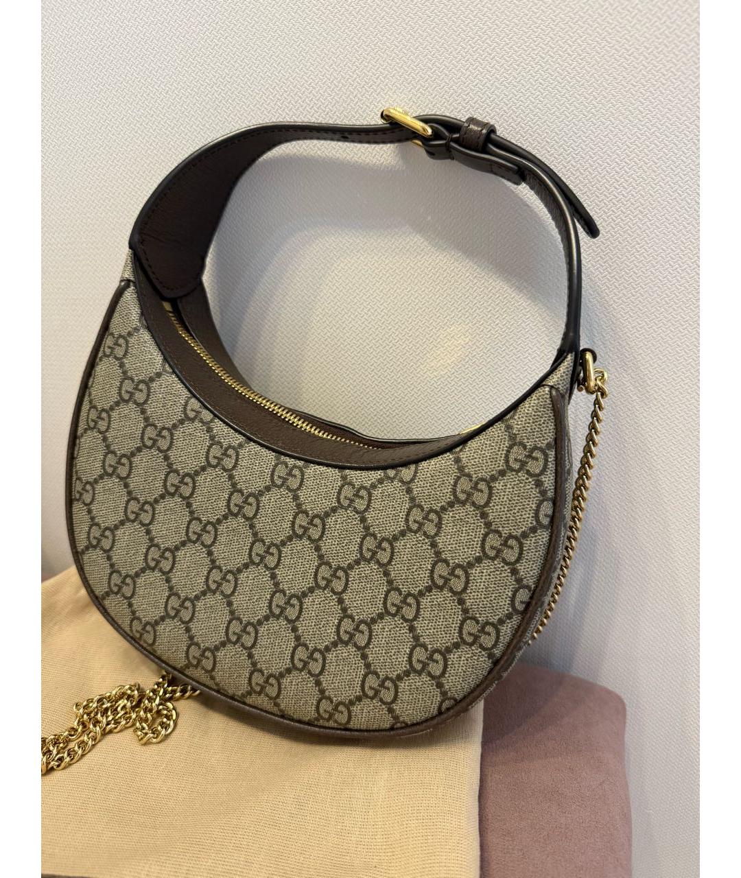 GUCCI Коричневая кожаная сумка с короткими ручками, фото 3