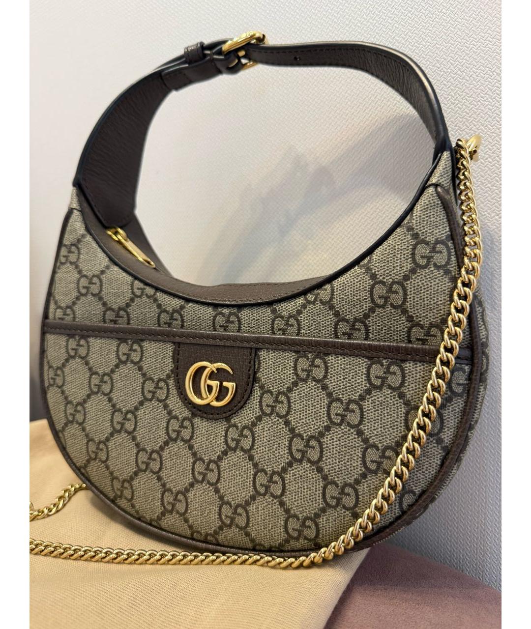 GUCCI Коричневая кожаная сумка с короткими ручками, фото 6