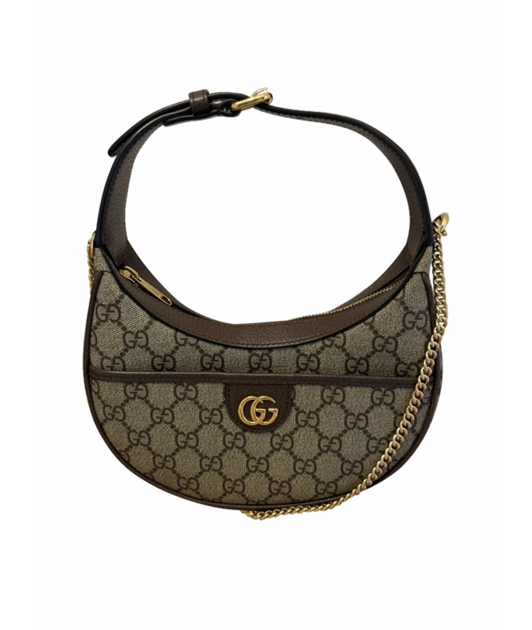 GUCCI Коричневая кожаная сумка с короткими ручками, фото 1
