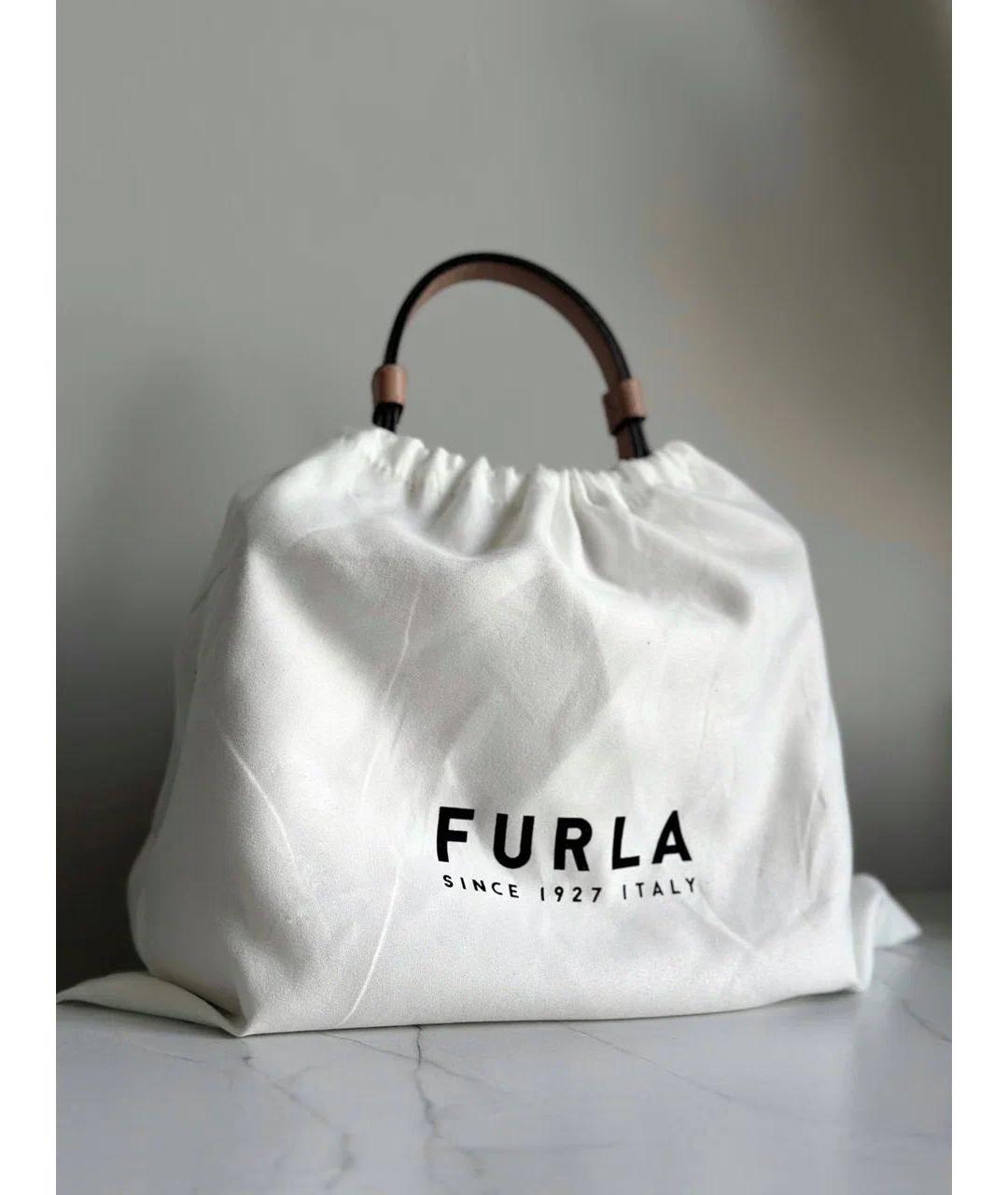 FURLA Бежевая кожаная сумка с короткими ручками, фото 6