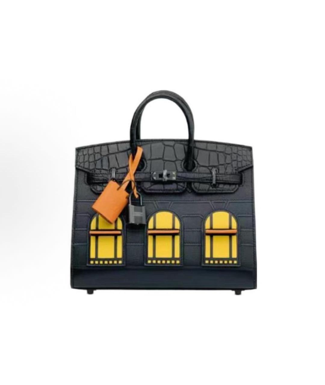 HERMES Черная кожаная сумка тоут, фото 4