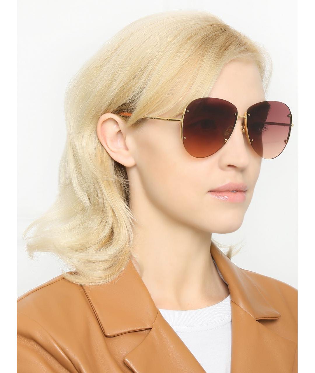 MAX MARA Золотые солнцезащитные очки, фото 6