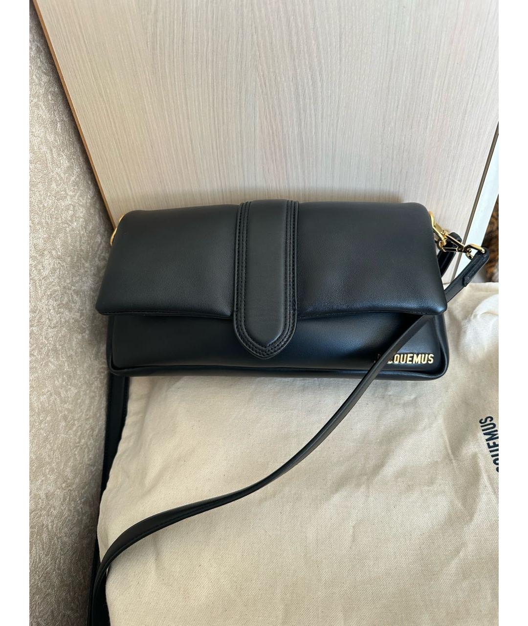 JACQUEMUS Черная кожаная сумка с короткими ручками, фото 6