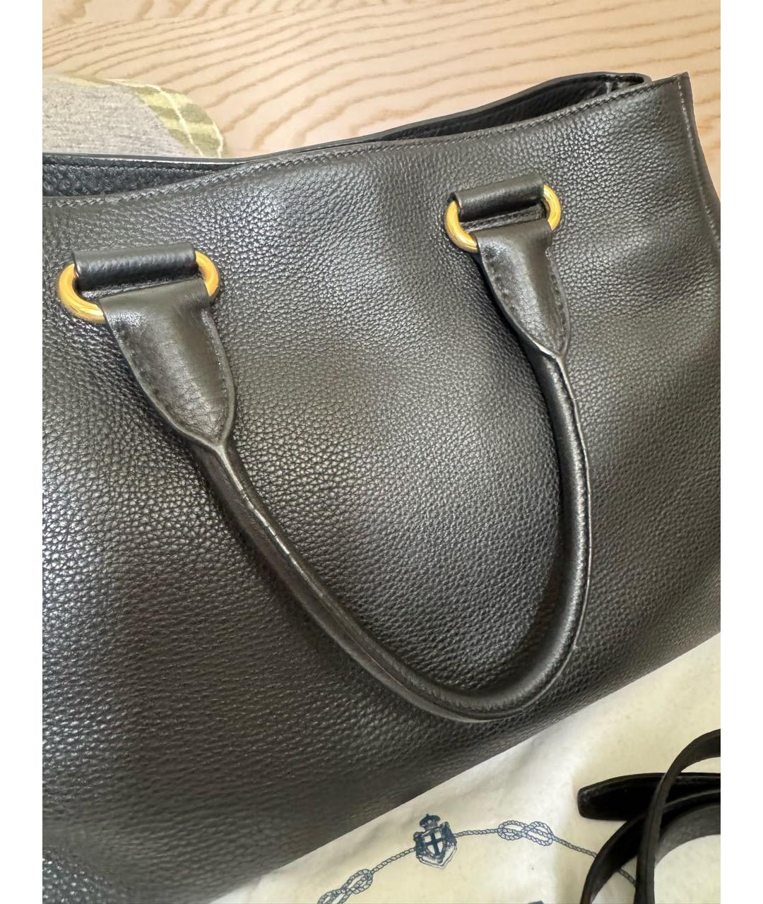PRADA Черная кожаная сумка тоут, фото 7