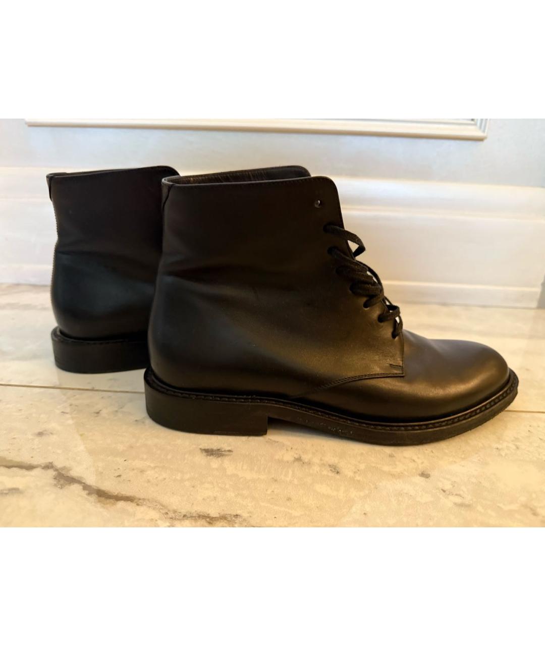 SAINT LAURENT Черные кожаные ботинки, фото 2