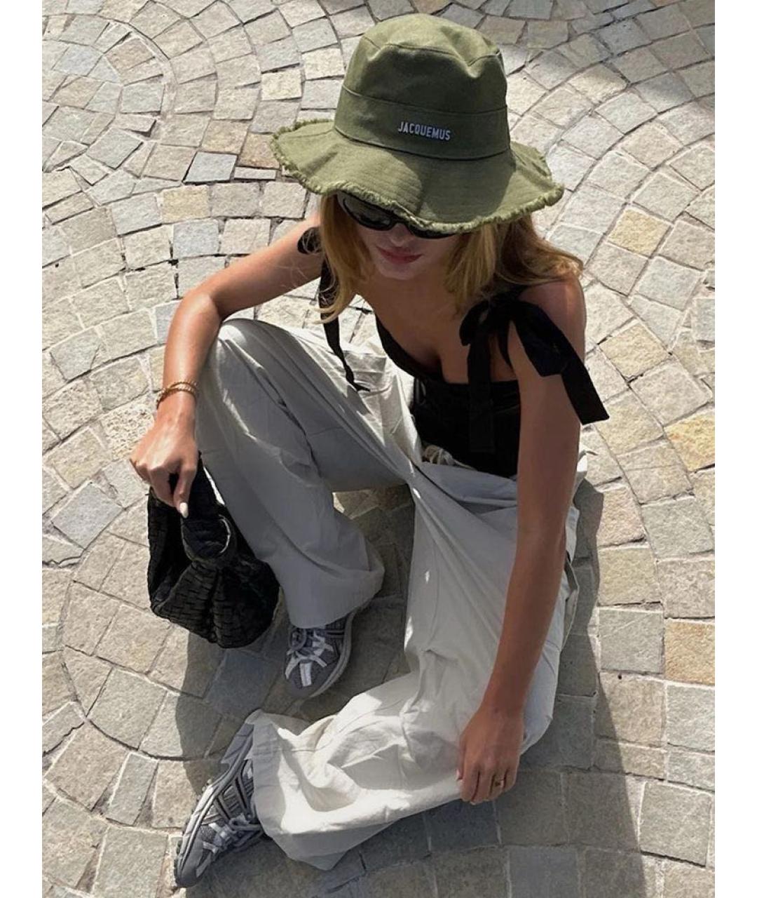 JACQUEMUS Хаки хлопковая панама, фото 4