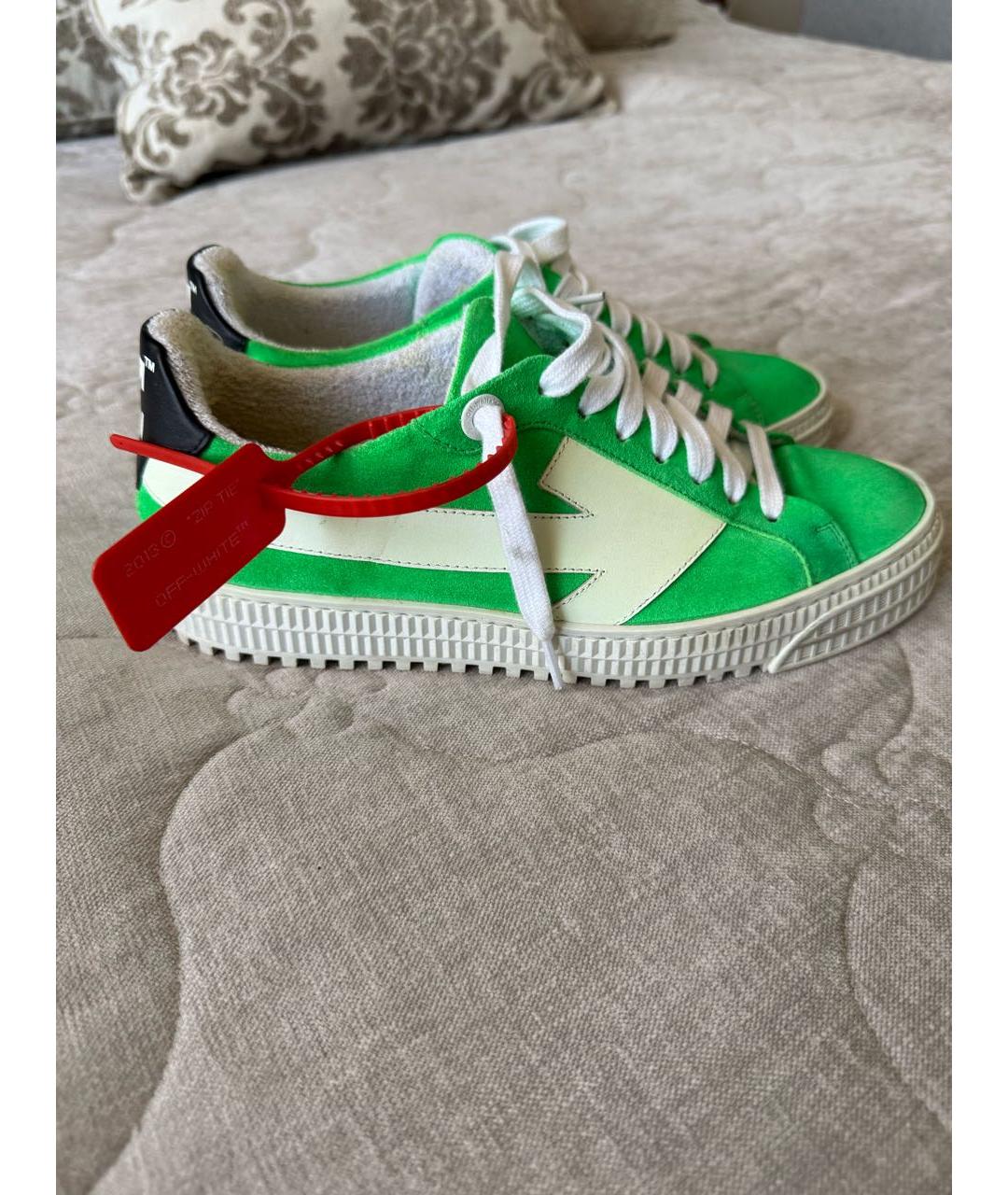 OFF-WHITE Салатовые замшевые кеды, фото 8