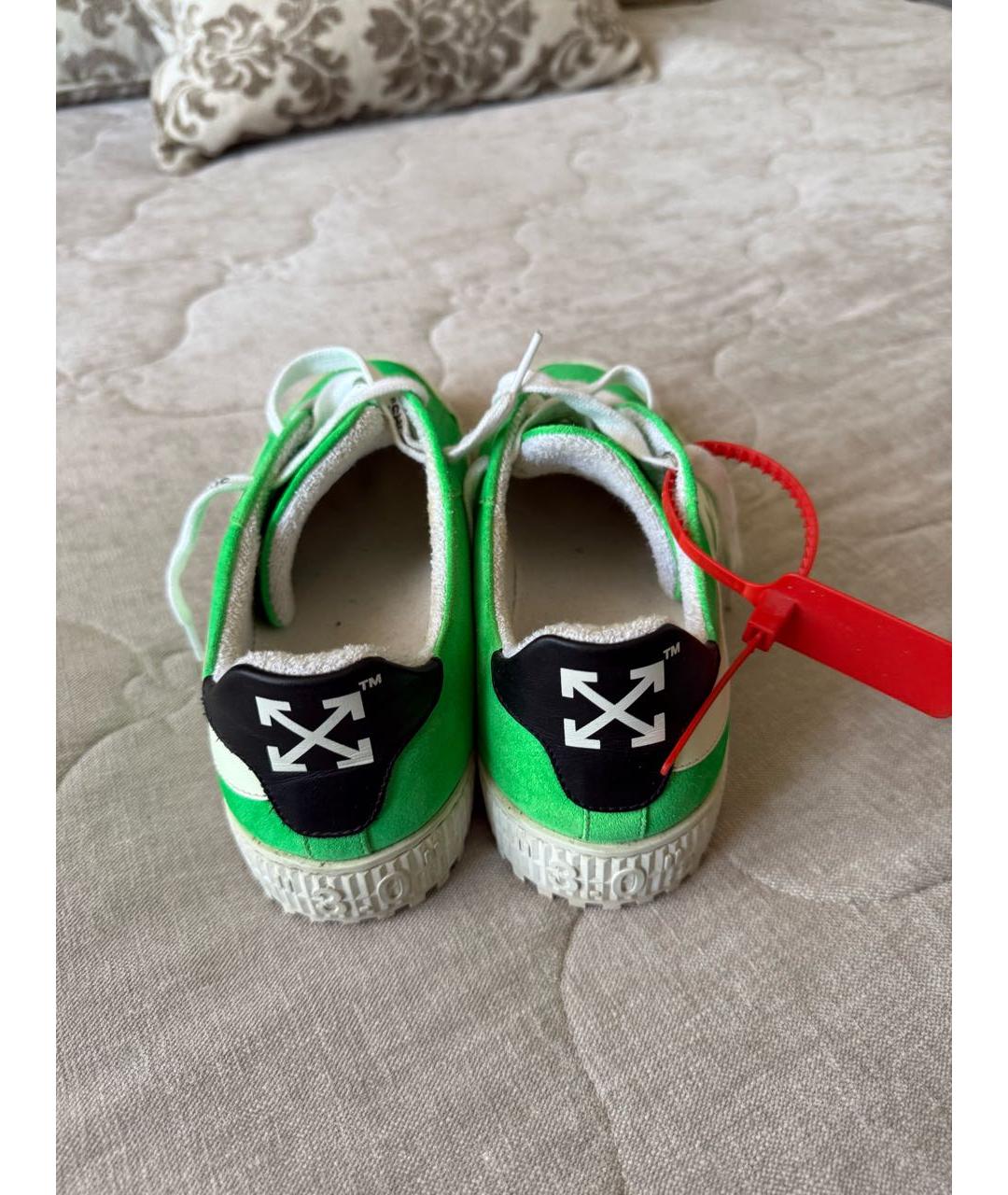 OFF-WHITE Салатовые замшевые кеды, фото 4