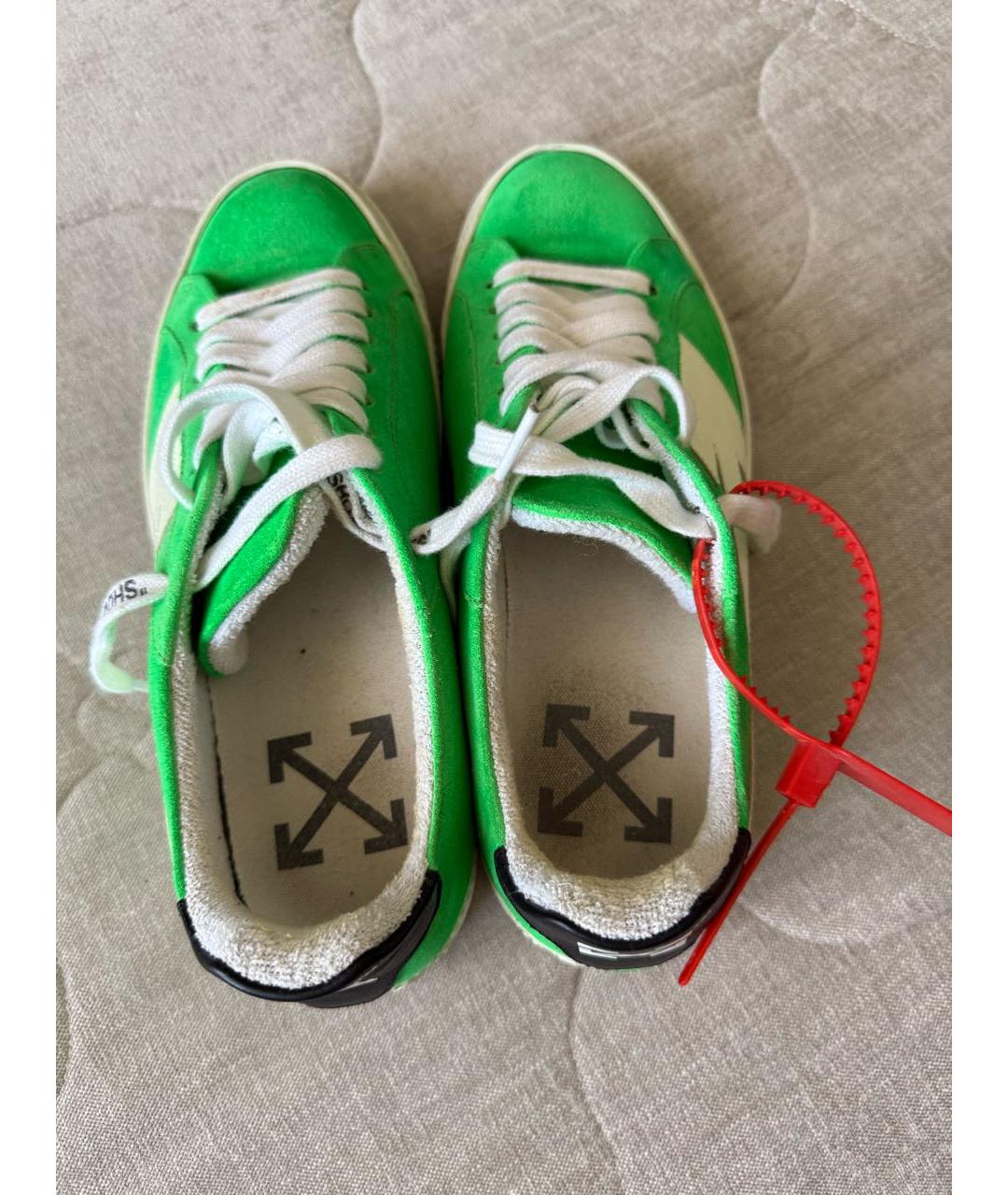OFF-WHITE Салатовые замшевые кеды, фото 3