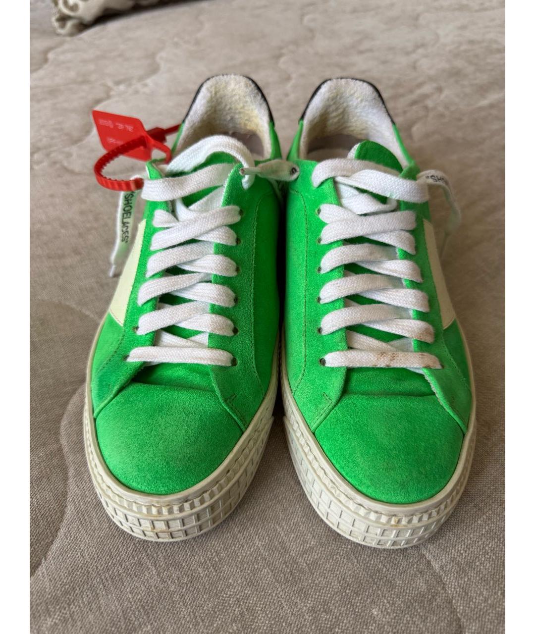 OFF-WHITE Салатовые замшевые кеды, фото 2