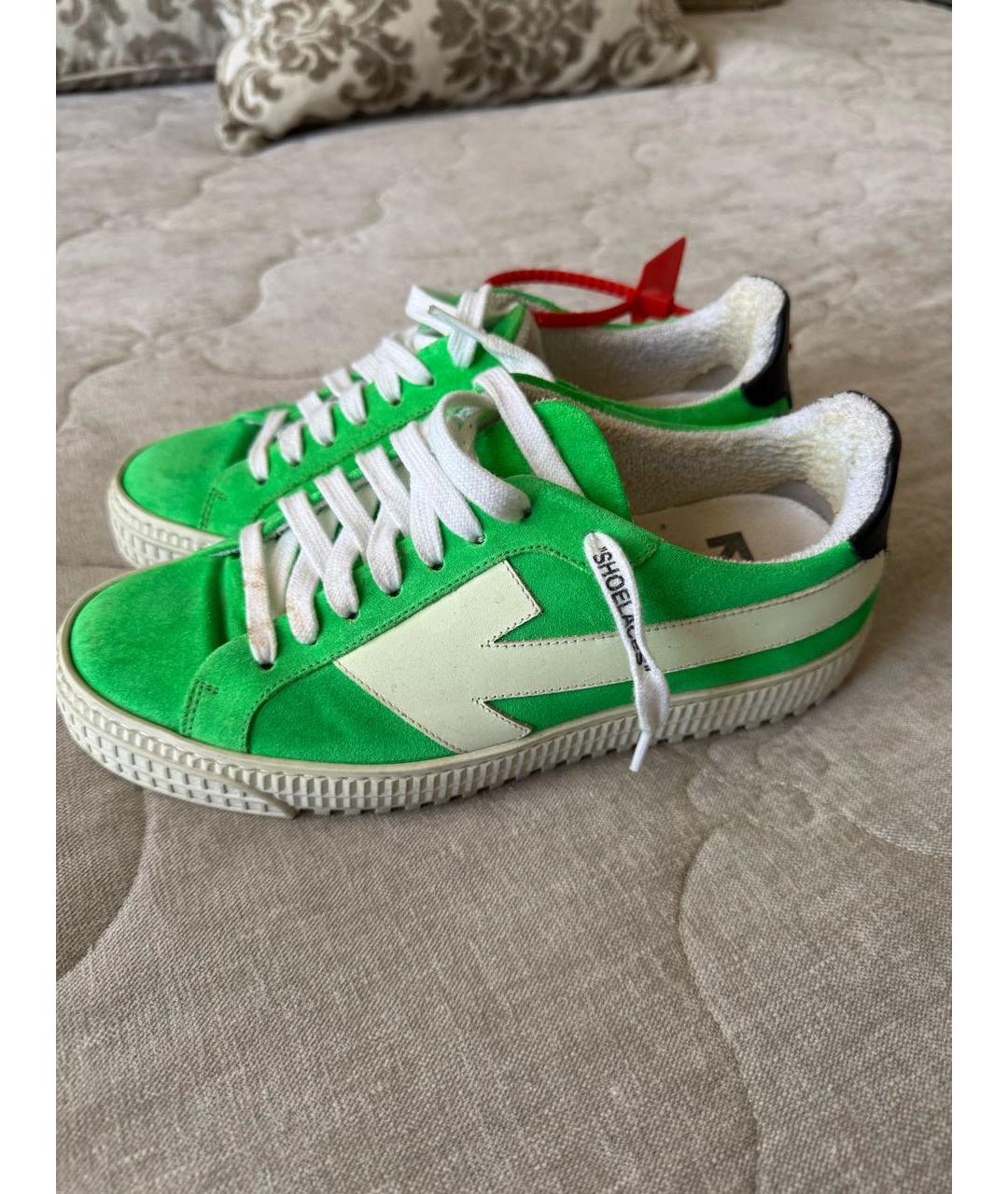 OFF-WHITE Салатовые замшевые кеды, фото 7