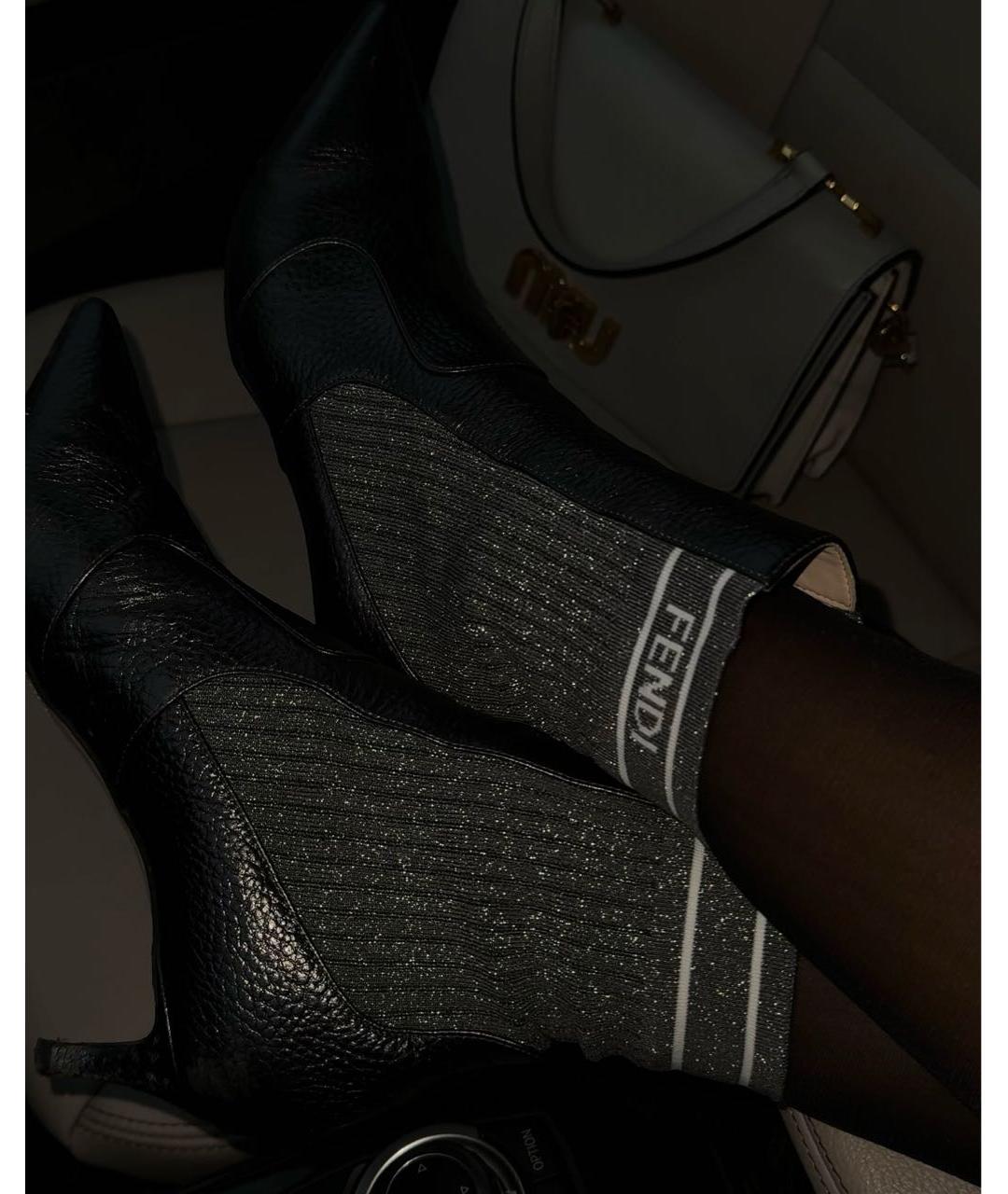 FENDI Серебряные кожаные ботильоны, фото 5