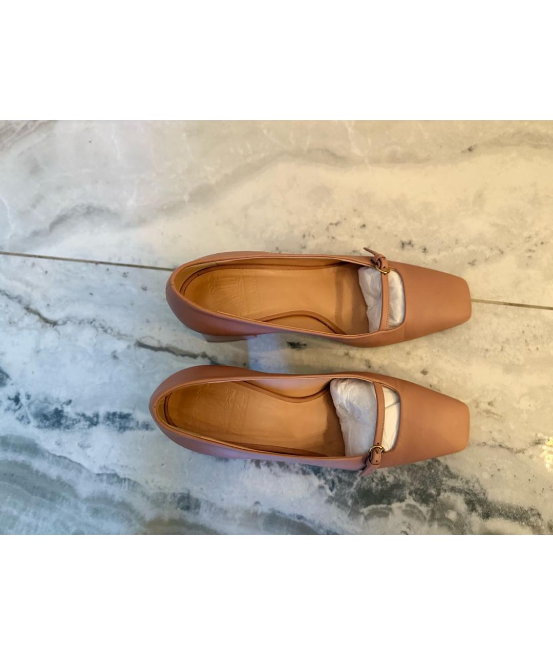 MAX MARA Бежевые кожаные туфли, фото 3