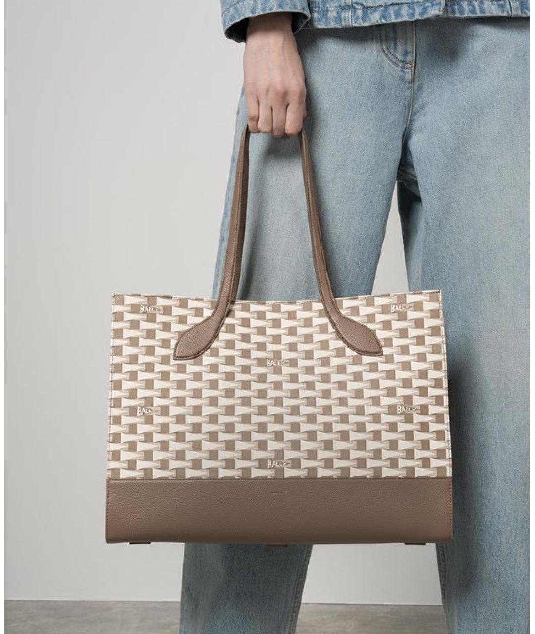 BALLY Коричневая кожаная сумка тоут, фото 6