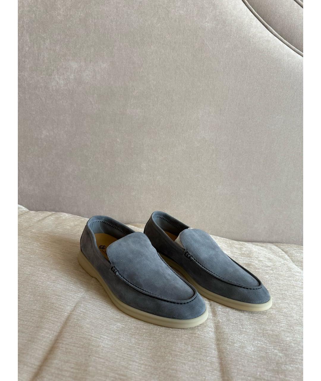 LORO PIANA Антрацитовые замшевые лоферы, фото 6