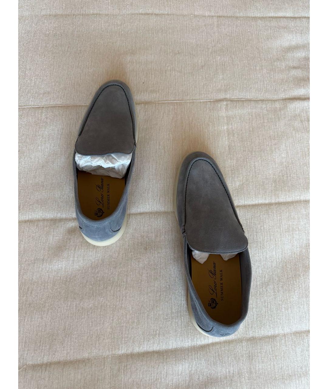 LORO PIANA Антрацитовые замшевые лоферы, фото 3