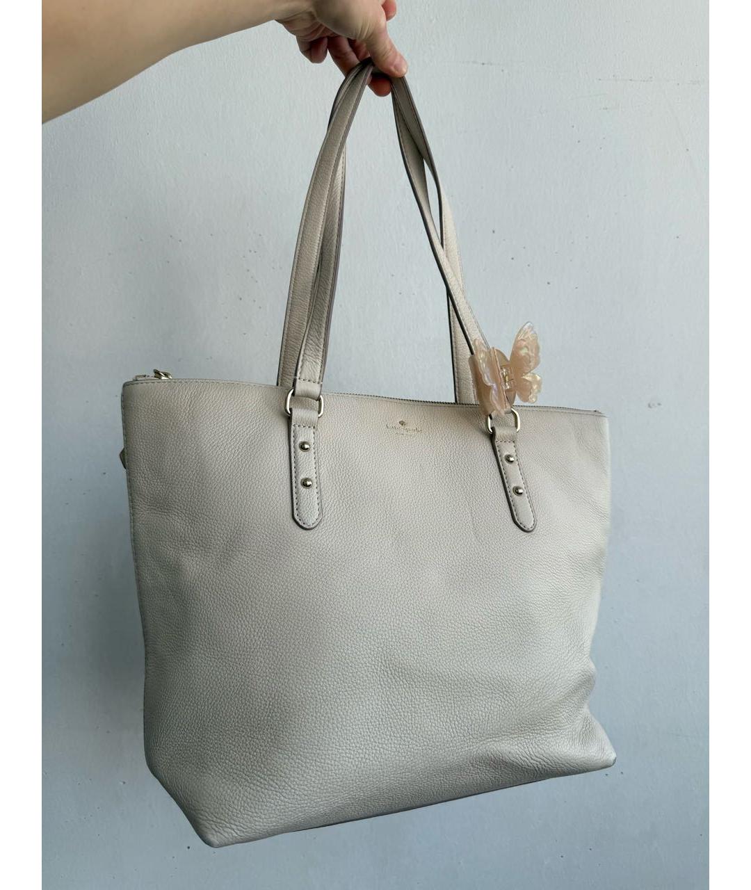KATE SPADE Бежевая кожаная сумка тоут, фото 6