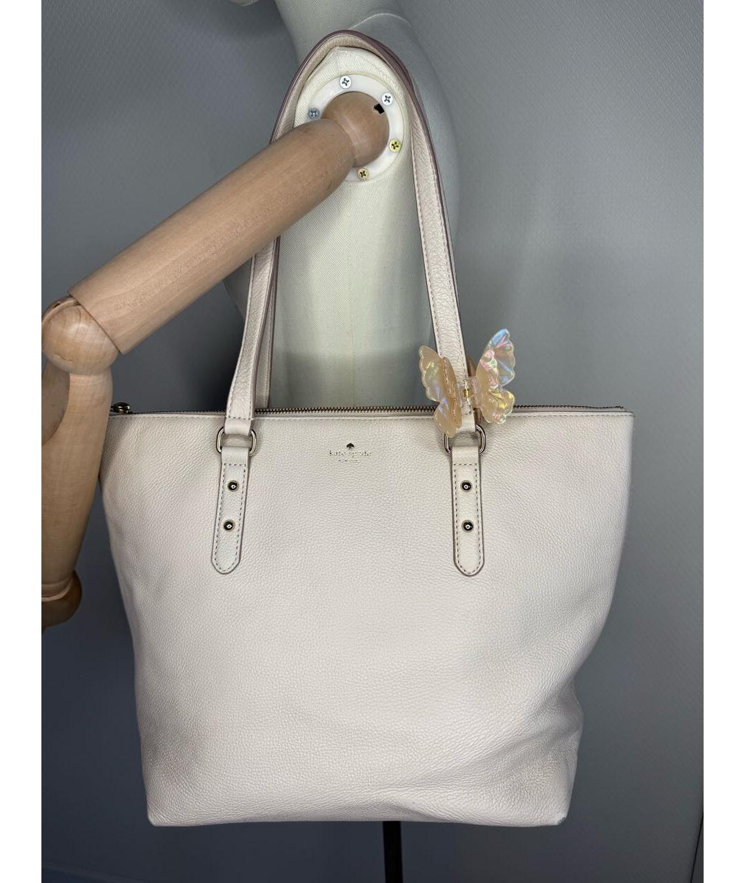 KATE SPADE Бежевая кожаная сумка тоут, фото 9