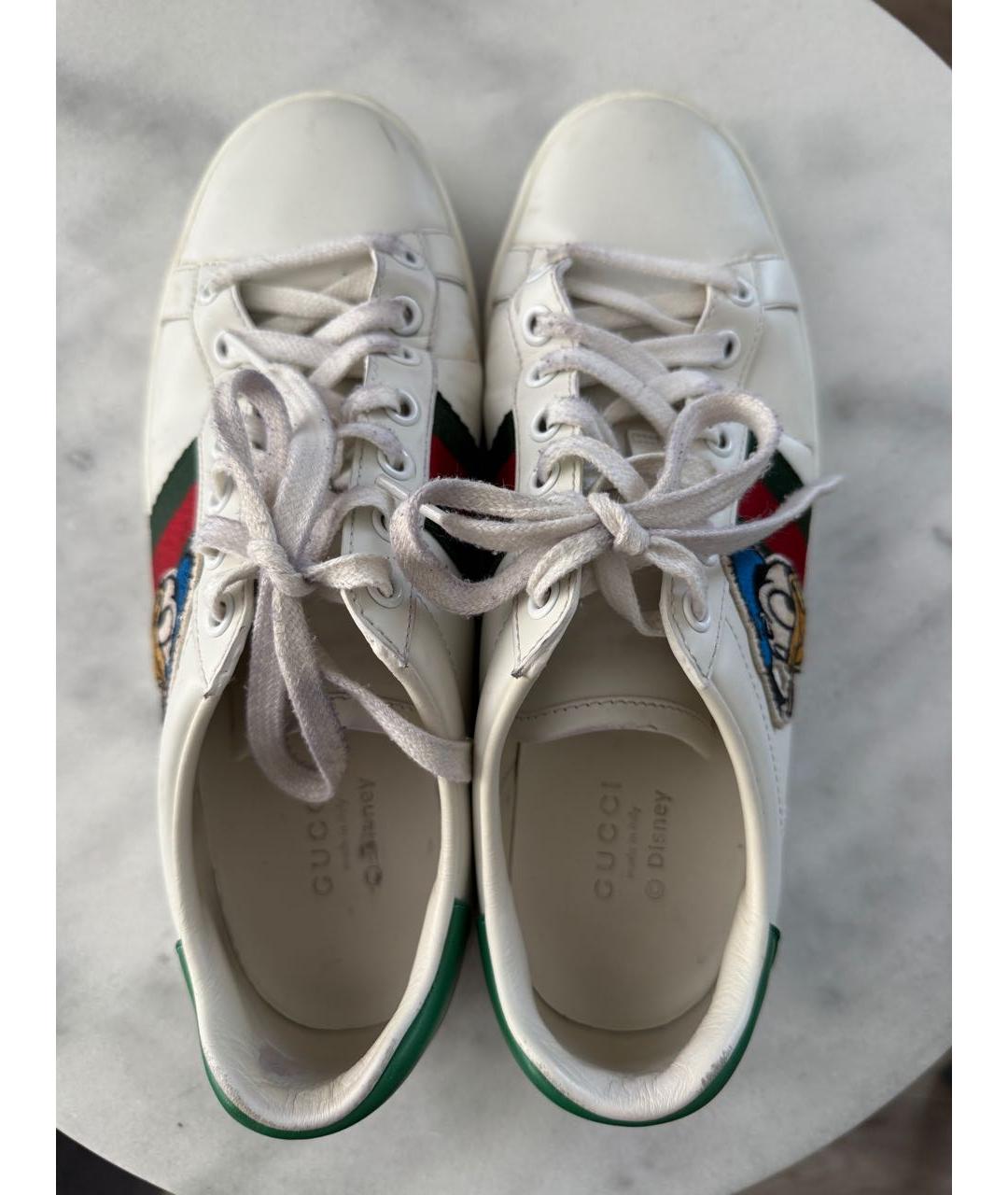 GUCCI Белые кожаные кеды, фото 3
