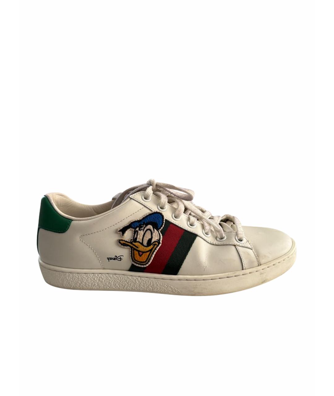 GUCCI Белые кожаные кеды, фото 1
