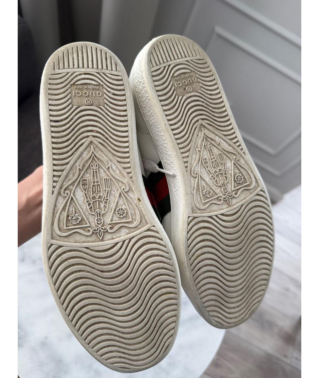 GUCCI Белые кожаные кеды, фото 6