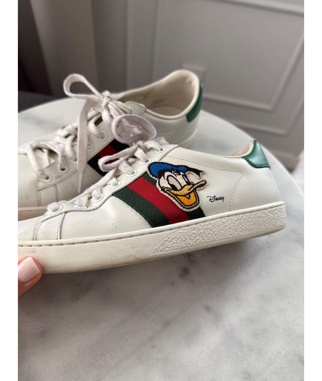 GUCCI Белые кожаные кеды, фото 8