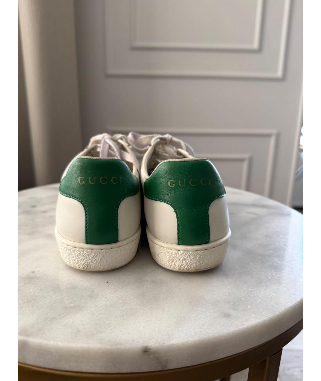 GUCCI Белые кожаные кеды, фото 4