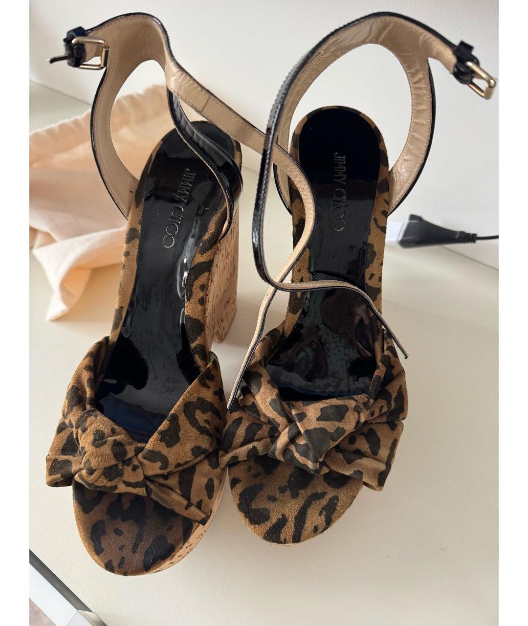 JIMMY CHOO Коричневые замшевые босоножки, фото 2