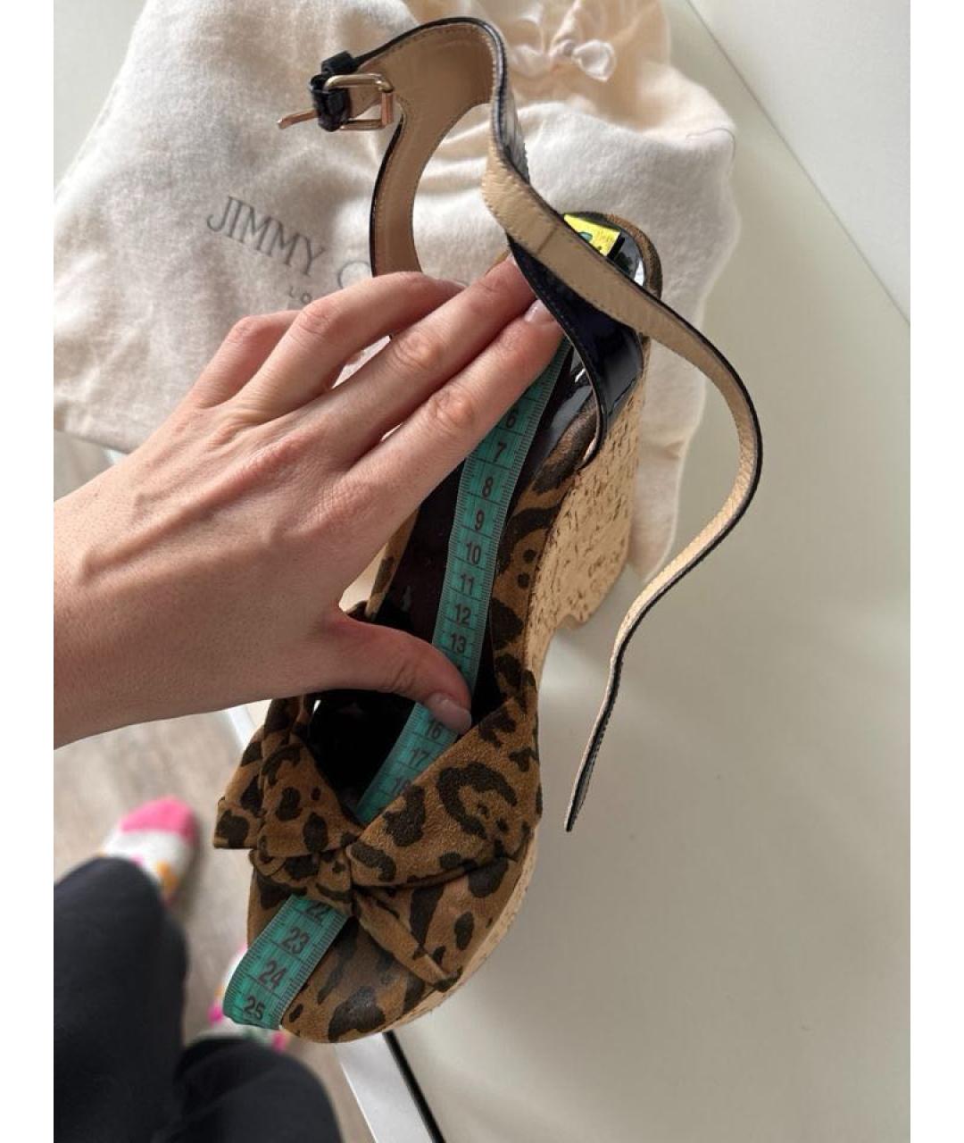 JIMMY CHOO Коричневые замшевые босоножки, фото 3