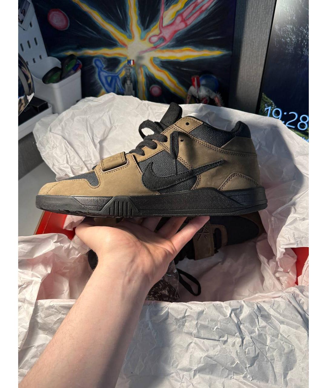 NIKE Коричневые замшевые высокие кроссовки / кеды, фото 8