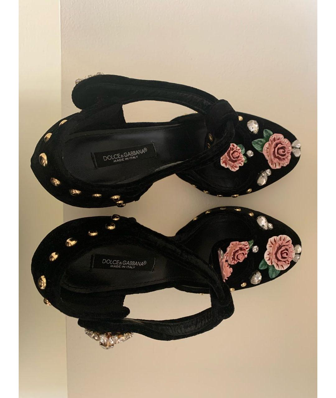 DOLCE&GABBANA Черные бархатные туфли, фото 3