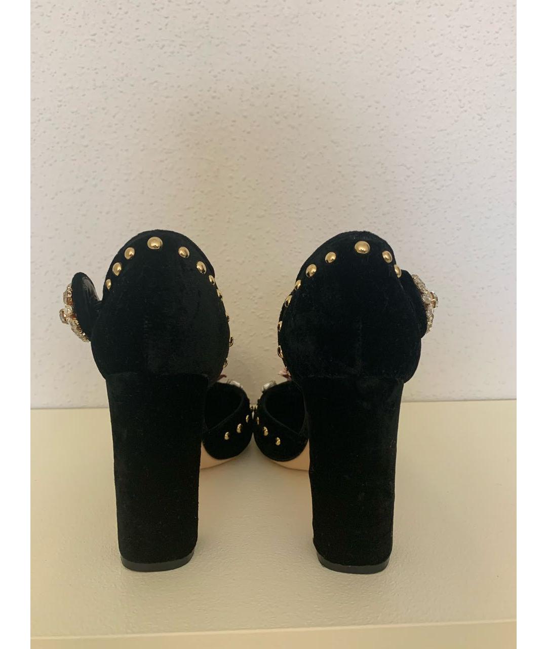 DOLCE&GABBANA Черные бархатные туфли, фото 4