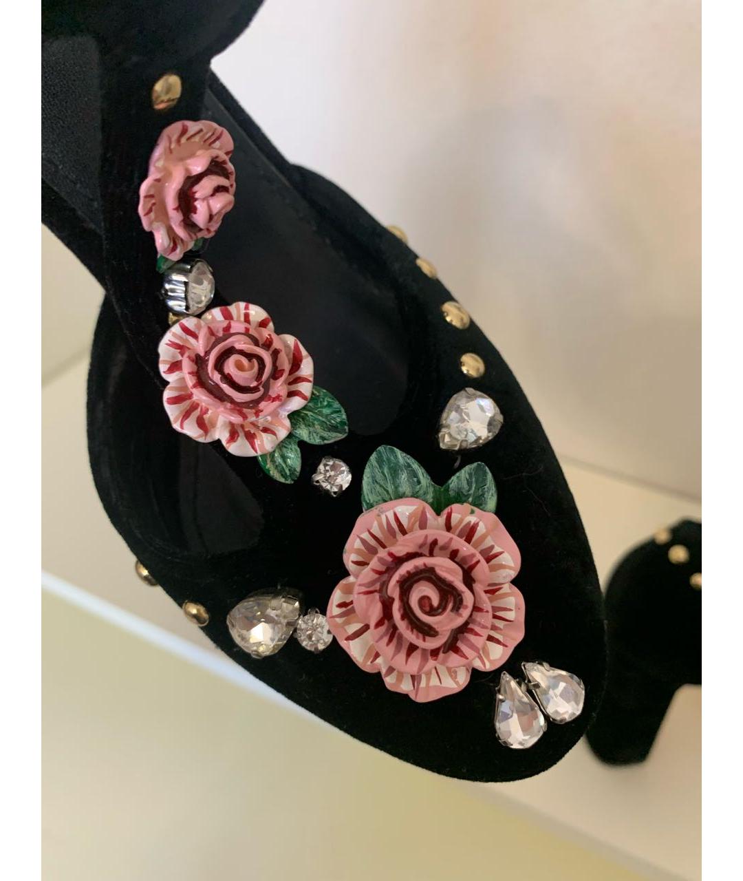 DOLCE&GABBANA Черные бархатные туфли, фото 5